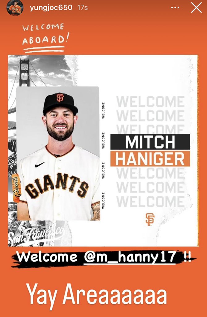 PavlovicNBCS's tweet photo. Joc Pederson of Palo Alto is fired up about Mitch Haniger of Archbishop Mitty. Giants plan is to mostly use Pederson as their DH with Haniger in outfield. https://t.co/BBIFRHLGG3