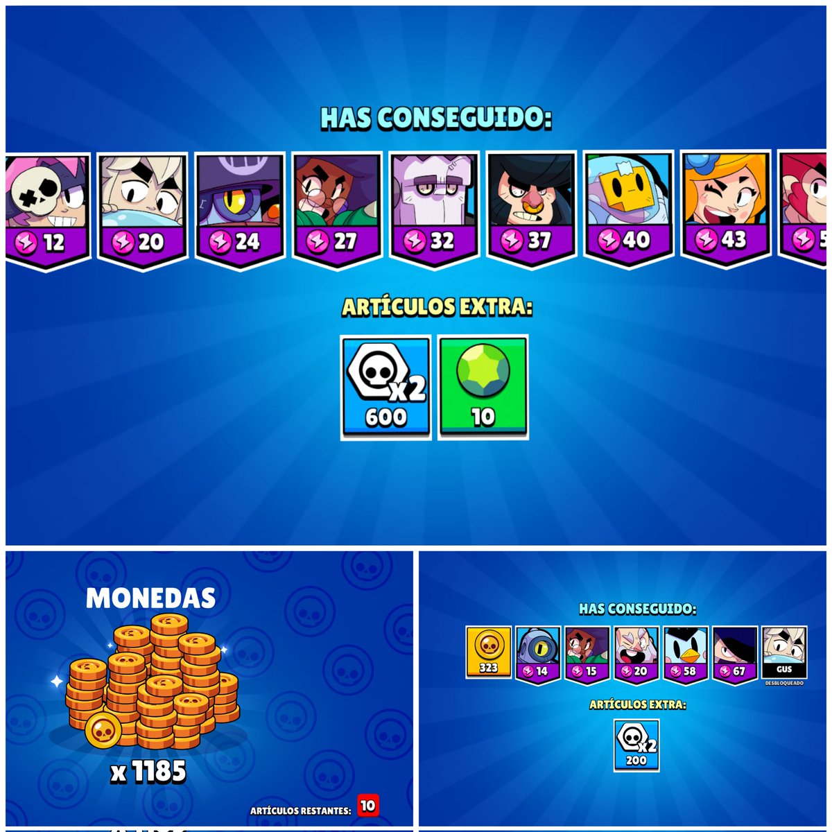 KarinoLuke's tweet photo. My omegabox and those of my accounts, only one was fine xd
#OmegaBox #omegacaja #BrawlStars #byebyeboxes https://t.co/9zlfMm75Vn
