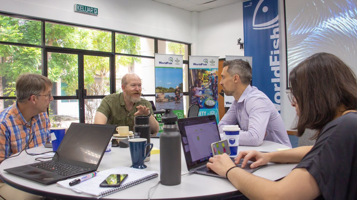 WorldFishCenter's tweet photo. 📣 We recently wrapped the AquaData Agile Planning workshop for the #OneCGIAR Resilient #Aquatic #FoodSystems Initiative at WorldFish HQ.

Led by WorldFish's Cristiano Rossignoli &amp; @alextilley, the week-long event incl/ meetings &amp; activities w/ project partners.

📸 Photos below! https://t.co/stEm1f7fdG