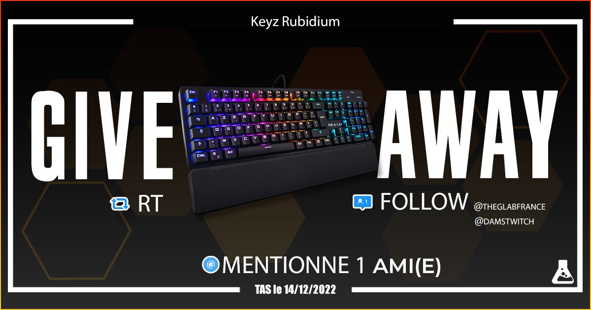 DAMsTwitch's tweet photo. 🎁Les frérots , à l'occasion de Noël , 
@TheGLabFrance 🧪
et moi-même vous offrons la chance de gagner ce clavier Mécanique Keyz Rubidium 🎁
Pour participer :

- RT+Follow 
- Mentionne un ami(e)

-@theGLabFrance
 
 -@DAMsTwitch 

 🏁🏁TAS le 14/12  🏁🏁

#Giveaways #Concours https://t.co/nhGzIVgWTo