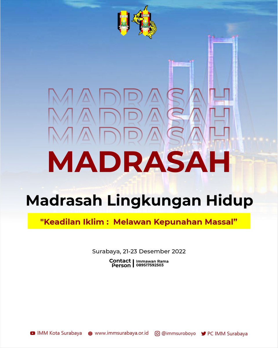 PC_IMMSurabaya's tweet photo. Madrasah Lingkungan Hidup 
"Keadilan Iklim:  Melawan Kepunahan Massal" 
21-23 Desember 2022
Tor dan Link Pendaftaran: https://t.co/02eEws0zJX

#immsurabaya #surabaya #lingkunganhidup #punah #amankanlingkungan #lingkungan #madrasah #lawan #jawatimur #kaderintelejtual #muhammadiyah https://t.co/nwYwMZfQzt