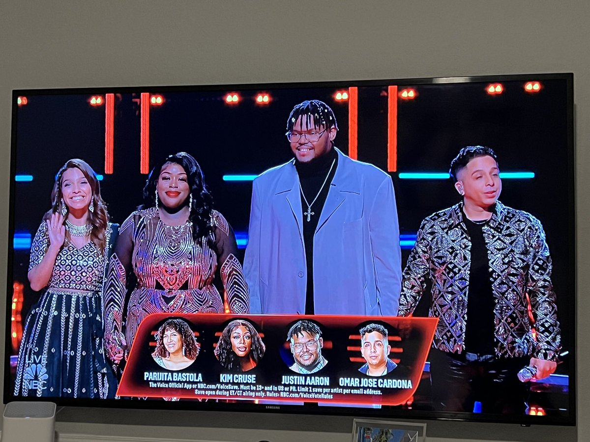 CarlaGCP's tweet photo. So so happy for Omar, but also crushed. What just happened with all 4 doesn’t feel right at all. #TheVoice @NBCTheVoice https://t.co/up8chJSsdd