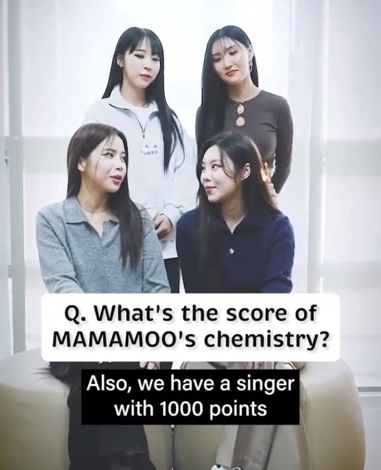 wheeix's tweet photo. 🐶 mamamoo’s chemistry is 1000 out of 1000
🐰 we are also a 1000 point singers

flex 😌 https://t.co/crGhIswTL3
