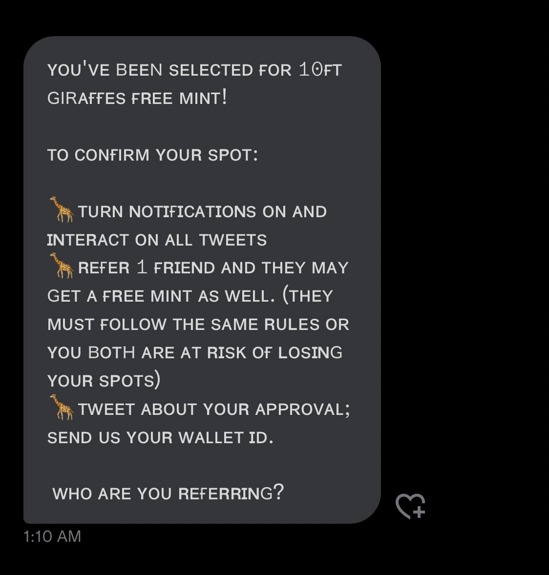 Thank you @10FTGIRAFFESNFT for choosing 🧡