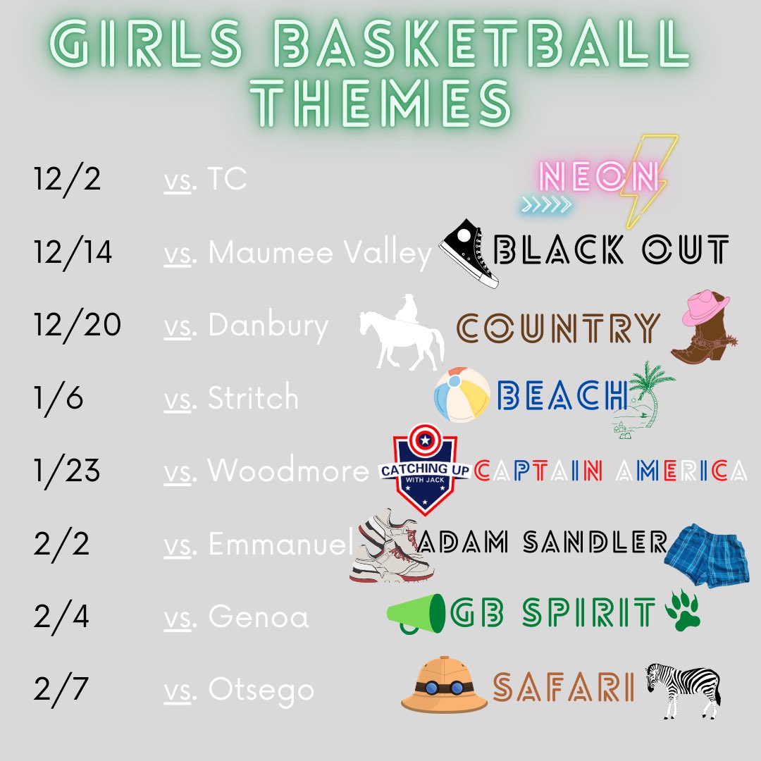 Girls home bball game themes🏀💚