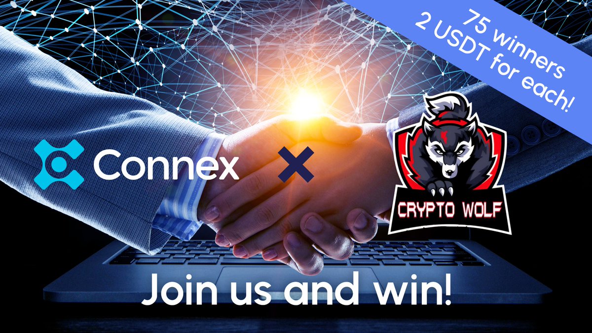 CryptoWolfcom's tweet photo. 🥳 We are thrilled new #cooperation with @CryptoWolfcom

Joining hands to #giveaway $150 USDT in prizes for 75 winners

#Connex X Crypto Space

Required:
1️⃣Follow @ConnexSocial
2️⃣Like, RT &amp; tag 4 friends

$CONX #CONX https://t.co/i4oNgOqA15