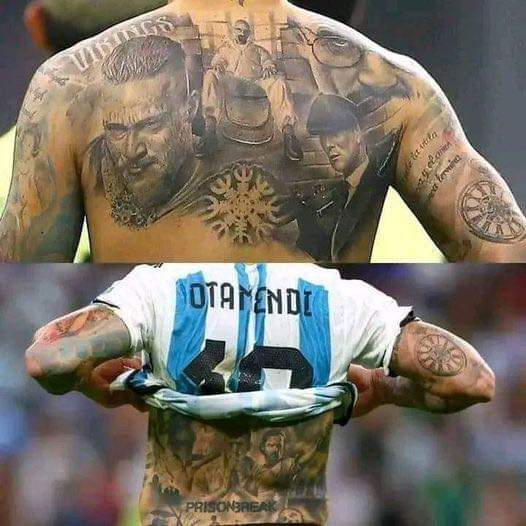 ESPN UK  Nicolas Otamendis back tattoos celebrate Breaking Bad Peaky  Blinders and Vikings   Facebook