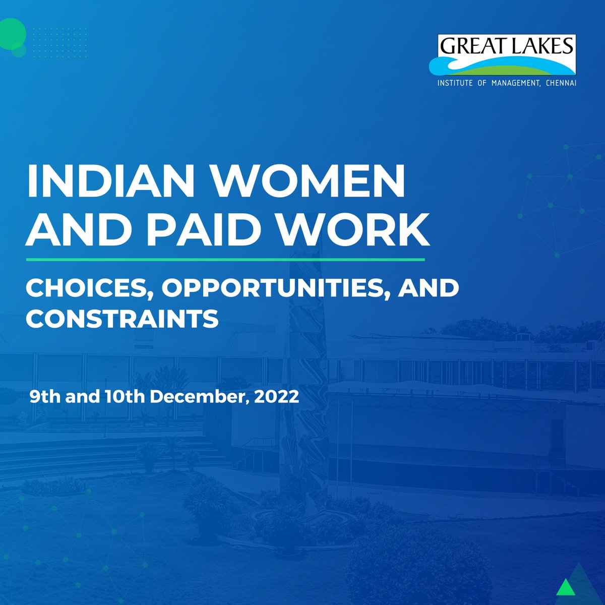 GreatLakes_MBA's tweet photo. Don't miss out on the opportunity to attend 'Indian Women &amp; Paid Work' conference on 9 &amp; 10 Dec.
This conference will feature keynote speeches, presentations, panel discussion &amp; networking opportunities focused on the challenges &amp; successes of Indian women in the workforce.
(1/3) https://t.co/criGA6PW89