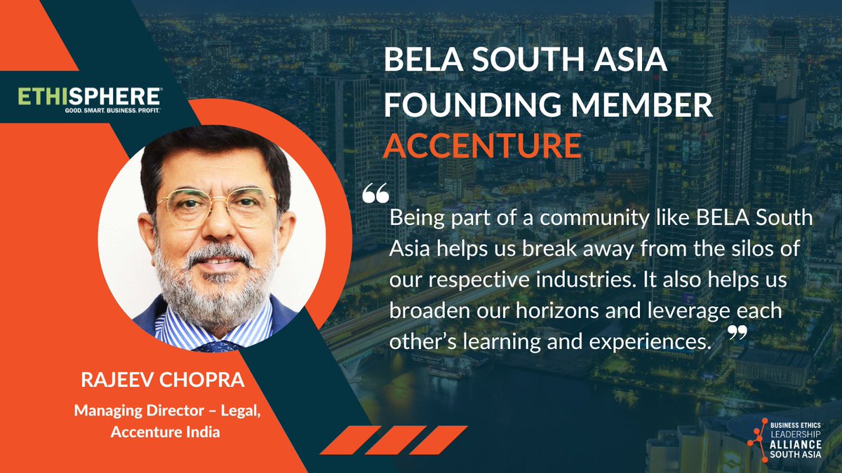 In our latest BELA South Asia magazine, Rajeev Chopra, Managing Director - Legal @Accenture India  shares his reactions on the impact of the BELA South Asia Chapter on his work and the profession: hubs.li/Q01v6MtT0 #OurBELA
