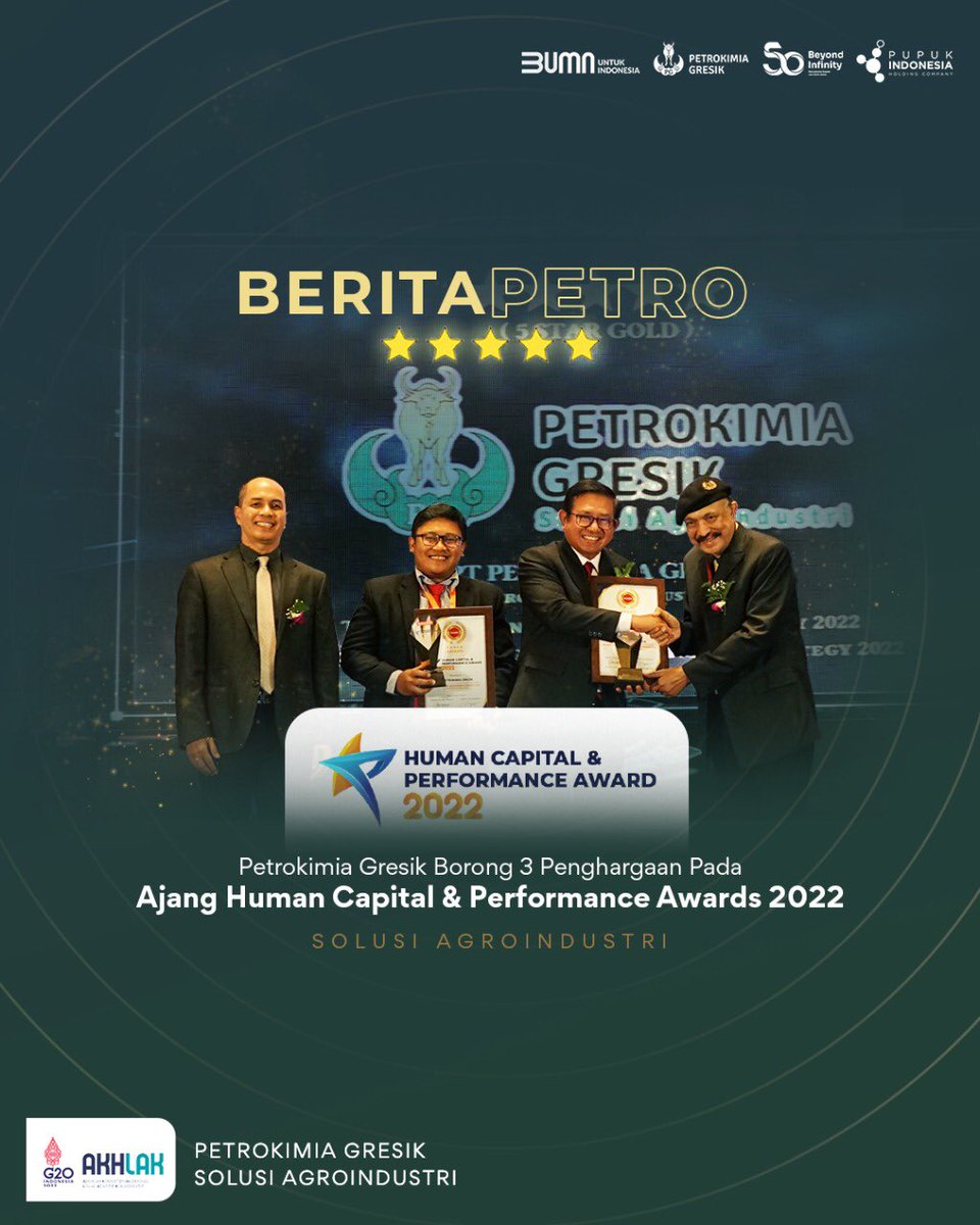 petrogresik's tweet photo. Kabar gembira lagi nih Sahabat! 
Kali ini Petrokimia Gresik kembali meraih penghargaan atas kinerja yang luar biasa.

#BeyondInfinity #AgribisnisIndonesia #Agrosolusi #Agrosolution https://t.co/FSivdNWGXw