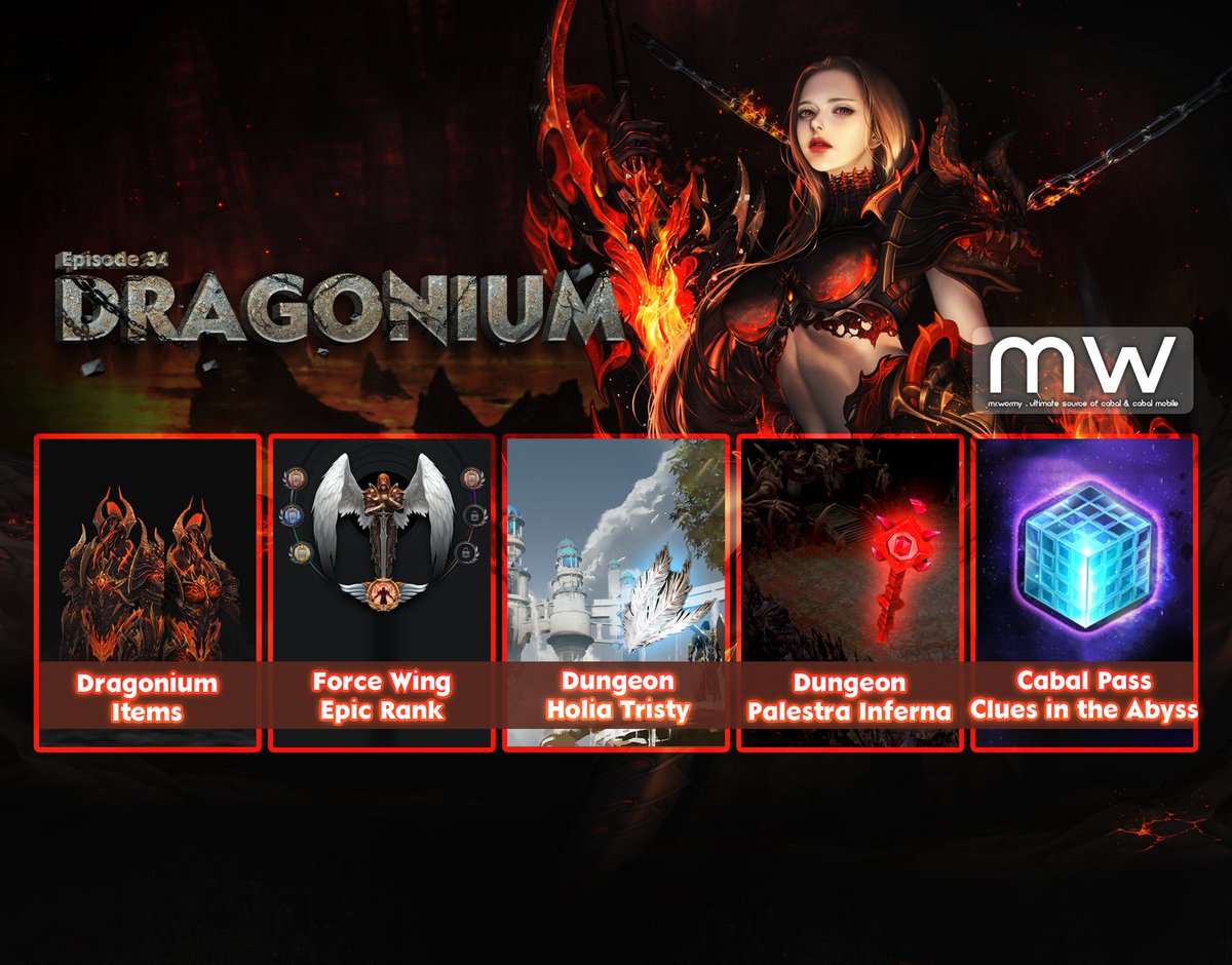 Mr_Wormy's tweet photo. #Episode34 #Dragonium is out now for #CabalKR
Take a glance at the list of new contents. Detailed patch notes will be available later.
#MrWormy #Cabal #CabalOnline #CabalTranscendence #WormyCabal #CabalEpisode34 #CabalEP34 https://t.co/AzscDmZcFu