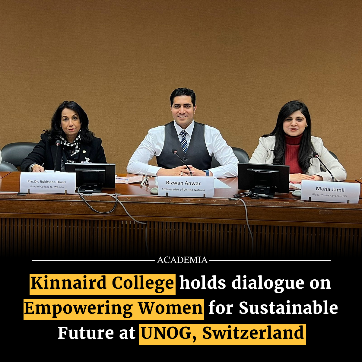 academiamag's tweet photo. Kinnaird College for Women @kinnaird1913 holds dialogue on Empowering Women for Sustainable Future at United Nations, Geneva. @UNGeneva
🔗 https://t.co/hW0wnpoWy6
#AcademiaNews #AcademiaMag #KCLCD https://t.co/ifyt2RZaHv