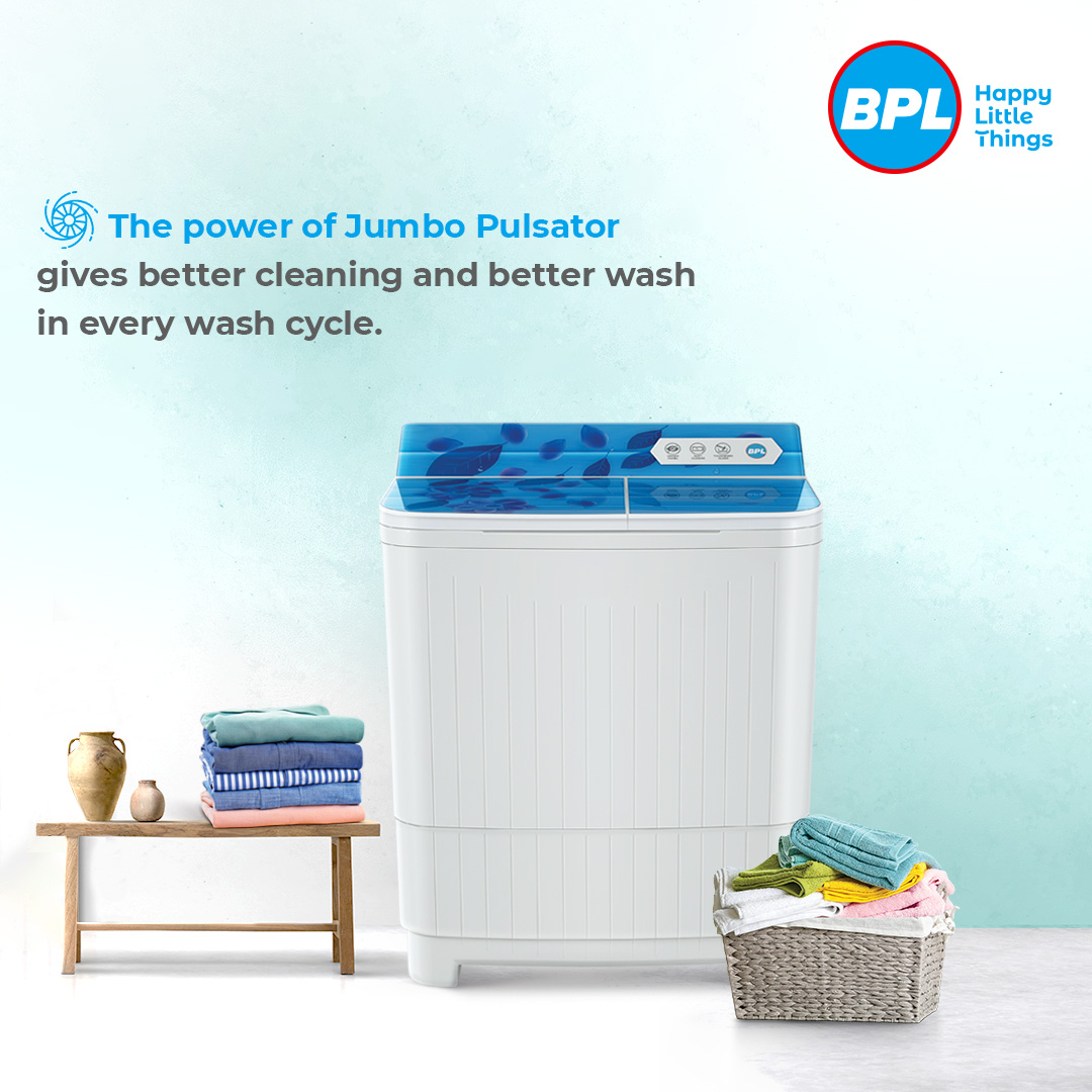 BPL_India's tweet photo. We’re always looking for ways to improve your quality of life. The BPL’s Jumbo Pulsator has a rhythmic motion that improves the wash quality and gives you odour-free and fresh clothing in every wash.
#BPL #BPLIndia #HappyLittleThings #BPLWashingMachine #WashingMachine https://t.co/nqSNBPaB1D