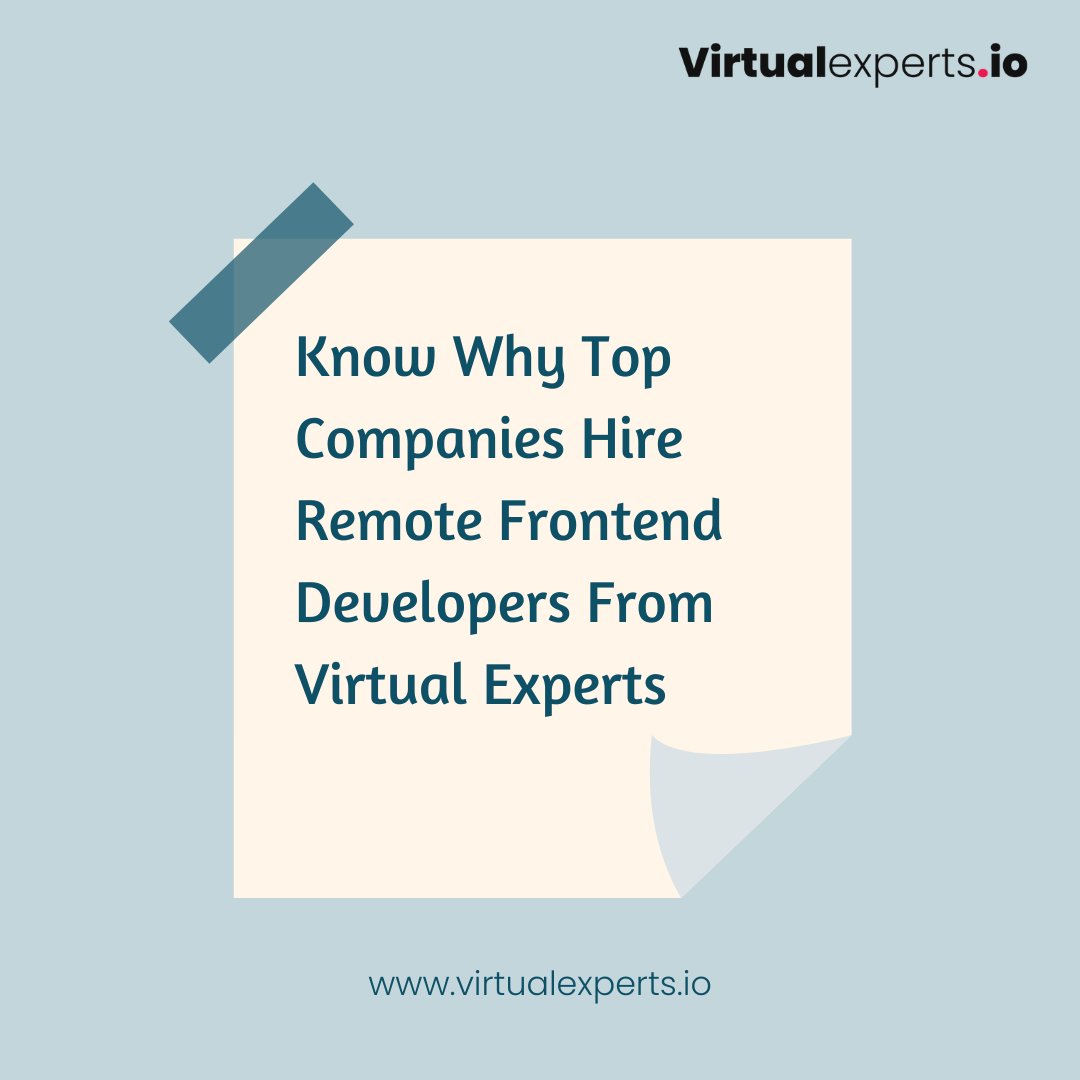 VirtualExperts3's tweet image. Why Top Companies Hire Remote Frontend Developers From Virtual Experts. To know the reasons visit our website today at: bit.ly/3Rst7Ku
#virtualexperts #dedicatedbackenddevelopersindia #dedicatedbackenddevelopersforhireindia #hireremoteandroidappdevelopers