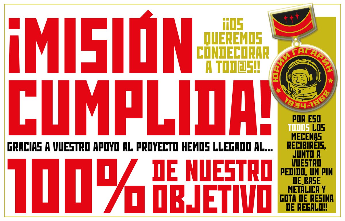 👨‍🚀El proyecto de #EÁngelDelProletariado es realidad gracias a todos vosotros.👉🏼Os merecéis esta recompensa🎖¡Misión cumplida!👍🏻
Y lo mejor de todo es que aún puedes hacer parte de esta aventura. ¡Únete a nuestra misión!
Entra en vkm.is/yurigagarin y participa.
#YuriGagarin