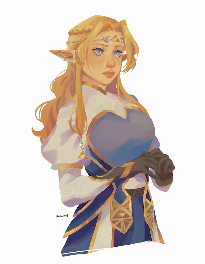 princess zelda 1girl solo pointy ears long hair gloves blonde hair blue eyes  illustration images