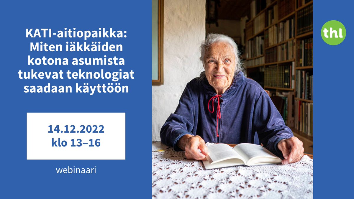 💎Millaisia keinoja alueilla on kehitetty iäkkäiden kotona asumista tukevien teknologioiden käyttöönottoon? Kotona asumisen teknologiat ikäihmisille (KATI) -hankkeet esittelevät tuloksiaan 14.12. 👉 Ilmoittaudu: thl.fi/fi/ajankohtais… #KATIohjelma #kotihoito #ikääntyminen