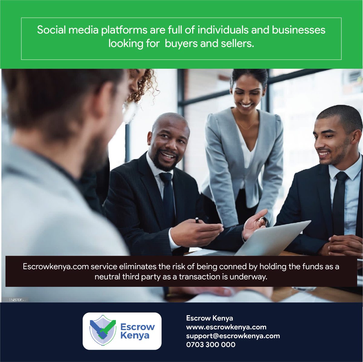 escrowkenya's tweet photo. Social media platforms are full of individuals and businesses looking for  buyers and sellers. https://t.co/CVF5iQ9xo4 service eliminates the risk of being conned by holding the funds as a neutral third party as a transaction is underway. https://t.co/cDhm9SwAVC