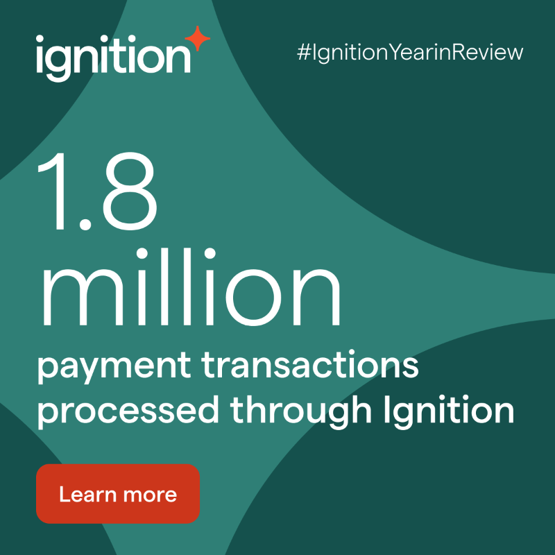 ignitionapp's tweet photo. A whopping 1.8 MILLION payment transactions were processed through Ignition in 2022. 🤯 💸
Check out our Year in Review blog to see all of the highlights from our community in 2022. #IgnitionYearinReview