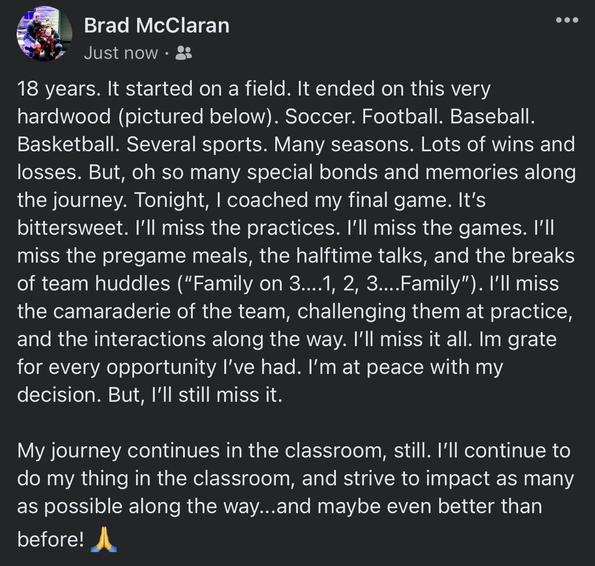 _Coach__Mac_'s tweet photo. Bittersweet night tonight. https://t.co/YhSHGtkxbb