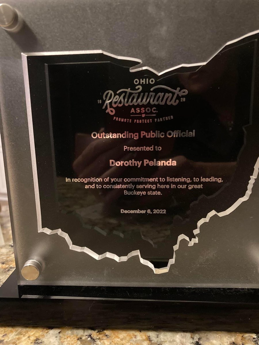 Honored to be recognized tonight by the Ohio Restaurant Association for our Department’s advocacy &amp; collaboration with ORA to address supply chain &amp; regulatory issues. Pictured here with Cleveland City Council President Blaine ”Grif” Griffin who was also recognized tonight.