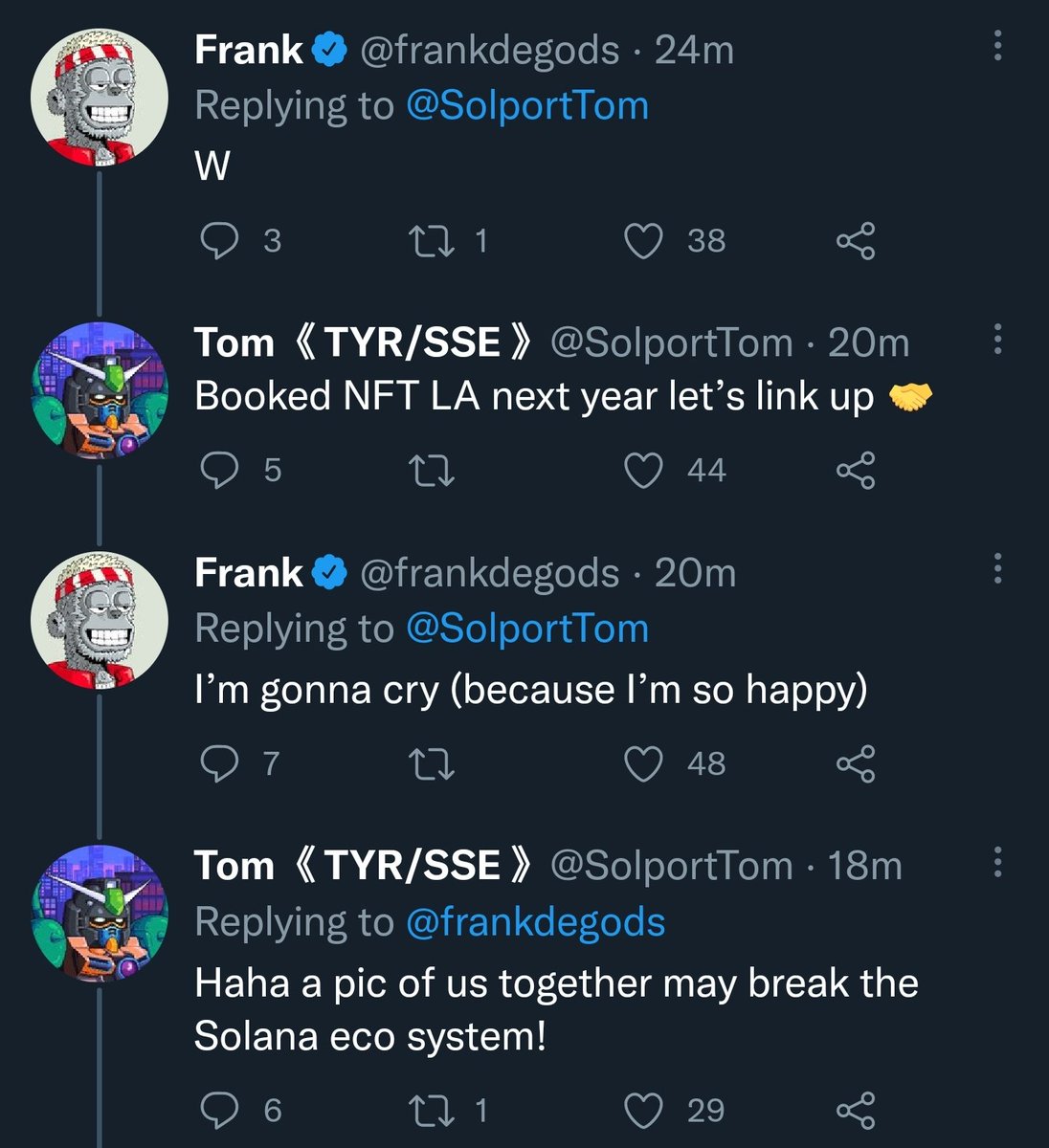 W3Cookies's tweet photo. This is going to be EPIC! 
@SolportTom and @frankdegods in NFT LA!
#RoboGods https://t.co/bk5QJ2RNhQ