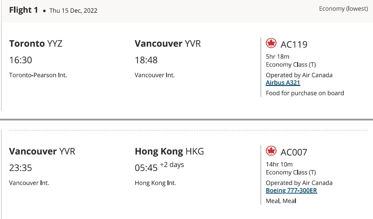 Jafarabdali's tweet photo. @AirCanada I have my flight on 15th dec from Toronto to Hong Kong via Vancouver. I contacted customer care to check on which airport my customs/immigration will happen , Toronto or Vancouver. I have got mixed answers. Pls can you confirm it? https://t.co/lT7SJZw7ys