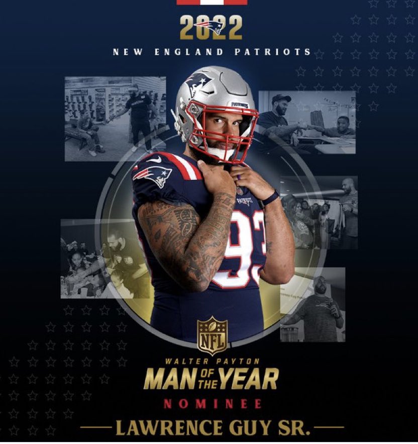 PatriotsMA's tweet photo. Our Walter Payton man of the year nominee is none other than @thatLGUY. Helping provide meals to over 200 families on thanksgiving, spending over $80,000 for baby showers for underprivileged families, or getting hight school students the supplies they need, he has been impactful. https://t.co/Y6m2sPWRzh