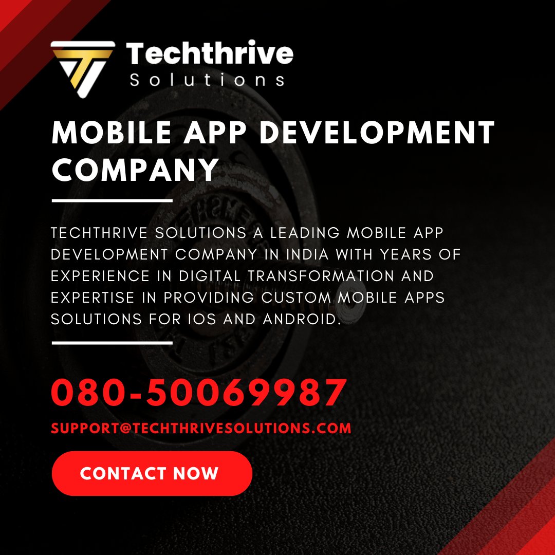 uxturm's tweet image. Best Mobile App Development Company - #TechthriveSolutions has proven among the #topmobileappdevelopmentcompany committed to delivering custom-tailored mobile app development services across industries.
Get in touch with us by call: +91-8050069987
#mobileapplicationdevelopment