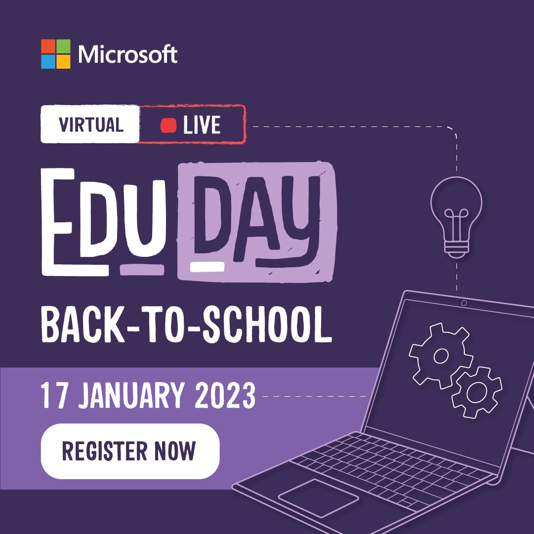 MSEduANZ's tweet photo. Educators, mark your calendar! 📅

Register now for our free Back-to-School #EduDay2023 PD sessions and do more with technology in your classroom in 2023. 

Register 👉 https://t.co/TadEpBAeqm 

#MicrosoftEDU