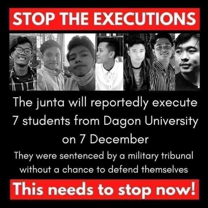 Wamtha2021's tweet photo. #StopExecutingOurStudents
#StopExecutingOurFriends
#DagonUniversityStudents
#FailedLaw
#MyanmarUnderDeathPenalty
#WeAreUnderDeathPenalty
#HowManyDeadBodyNeedForUNtoTakeAction
#WhatsHappeningInMyanmar https://t.co/g3oHPQ7RpH