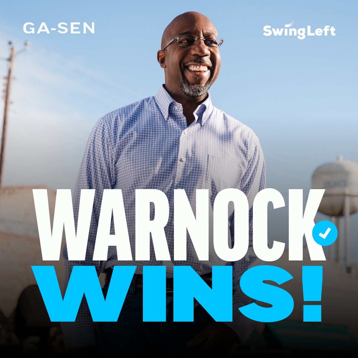 swingleft's tweet photo. You did it, Georgia! @ReverendWarnock has won the GA Senate runoff, and will continue serving as senator for a full term! #GArunoff https://t.co/WoTNgyc34Y