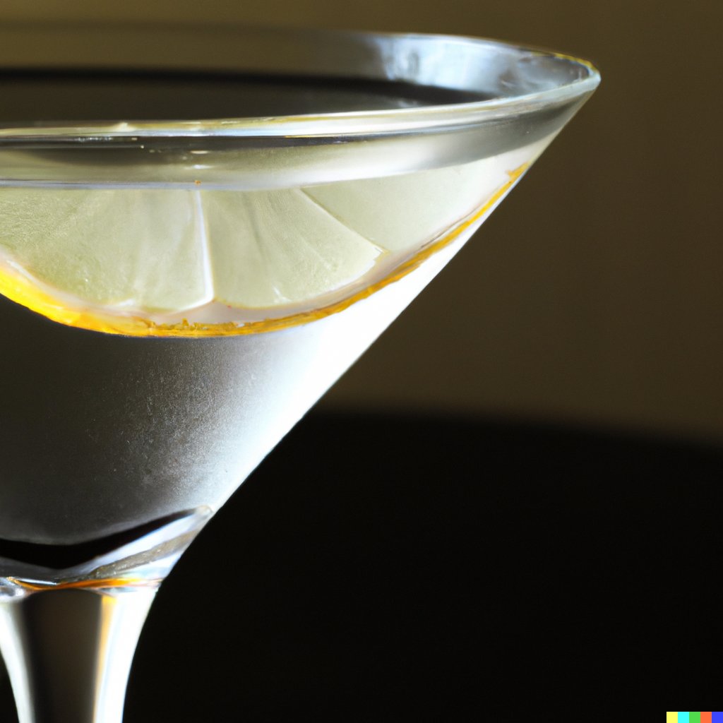 Future2Ben's tweet photo. "A close-up of a shaken, not stirred martini glass, with a twist of lemon and a glint of light reflecting off the rim." https://t.co/loLUQpTgmV