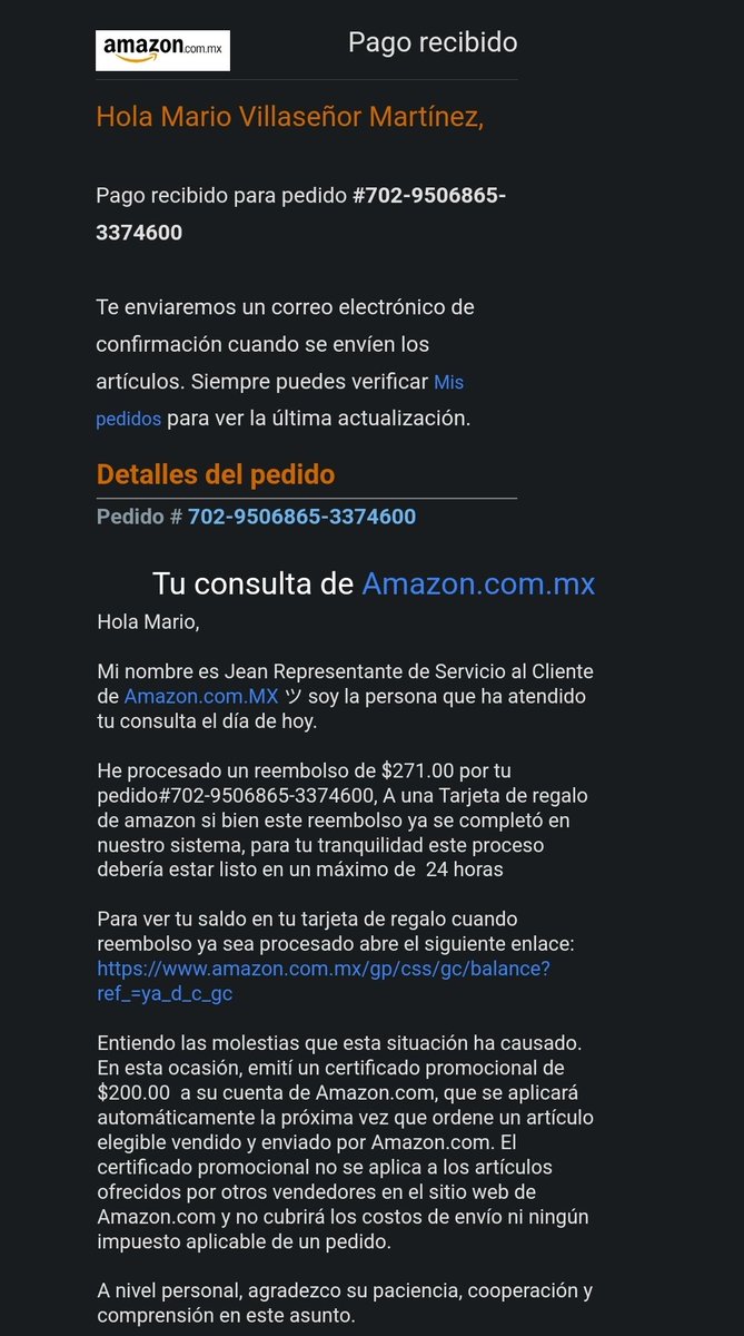 MarioTrilce's tweet photo. @amazonmex @Profeco #fraude #incumplimiento #SinRespuesta Una empresa millonaria no puede resolverme en 2 meses un asunto de $400 pesos. No se trata de dinero sino de respeto. https://t.co/5T4QA11BVu
