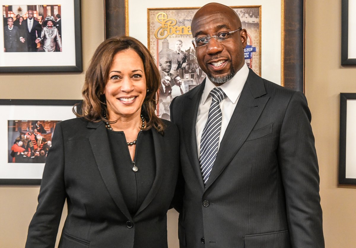 KamalaHarris's tweet image. Georgia voters said they wanted a Senator who would fight for them—and made it a reality when they reelected @ReverendWarnock to the U.S. Senate. Congratulations, my friend.
