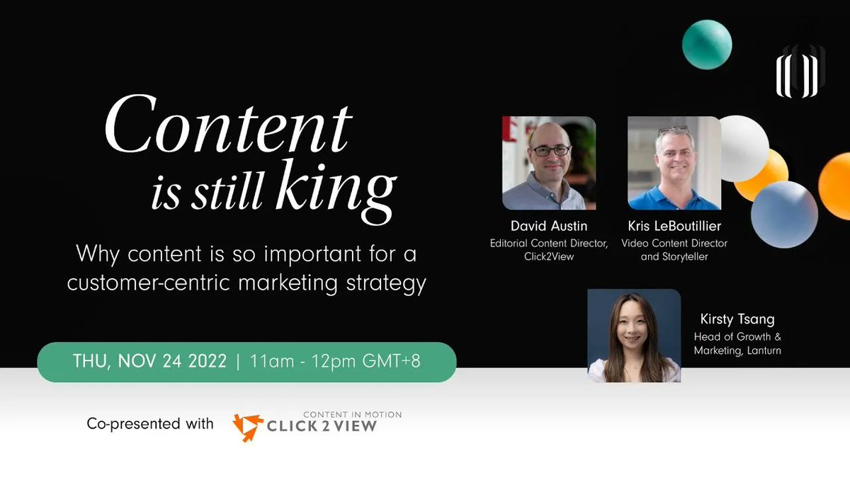 Click2View's tweet image. In case you missed it, here’s a recording of #Click2View's @DavidAustinSing and Kris LeBoutillier talking about “Why Content Is So Important For a Customer-Centric Marketing Strategy”. Watch it now: buff.ly/3iv0Bfd