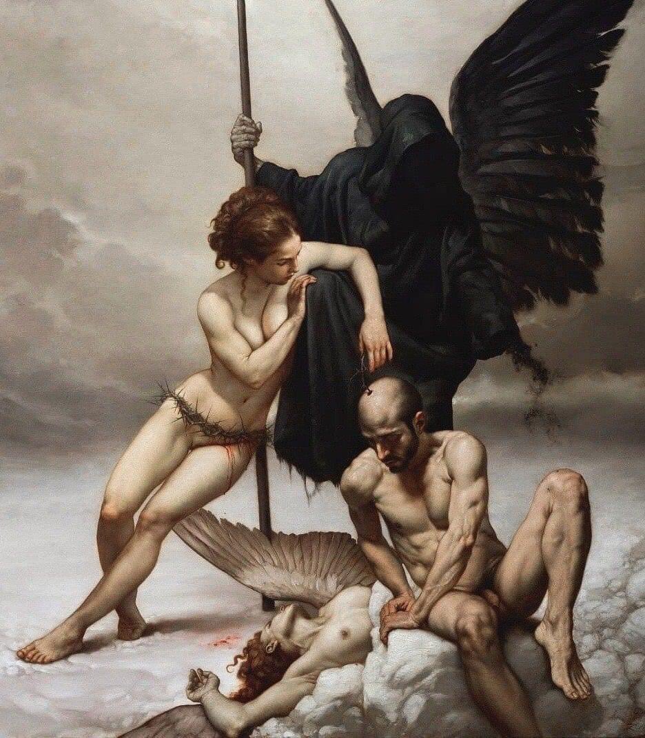 gandalf_u's tweet photo. El ángel, la muerte y el diablo, Roberto Ferri.

¿Quién es el cuarto personaje? https://t.co/vpMFWY6SEf