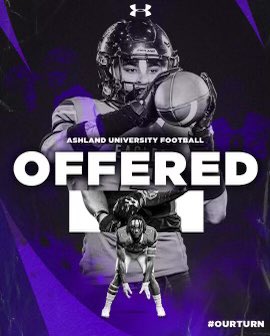 Extremely blessed to recieve my first division 2 scholarship offer from Ashland University, Go Eagles!!!🟣🟡 <a href="/AshlandFB/">Ashland Football</a> <a href="/coach_geiser/">Doug Geiser</a>