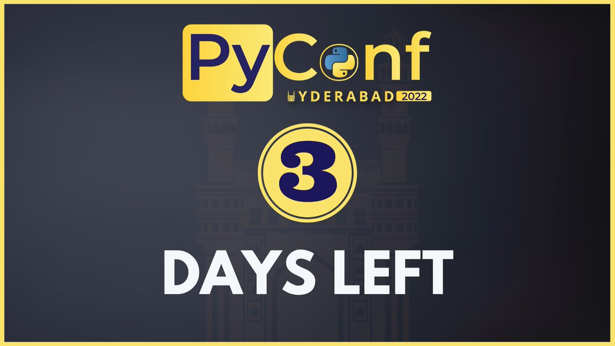 pyconfhyd's tweet photo. ๐ฅ3โฃ DAYS to go๐ฅ
๐Our #PyConfHyd22 conference kicks off on Saturday 10th and continues all weekend:
๐ปSaturday 10.12.22 | 09:00 โ 17:00 IST
๐ปSunday 11.12.22 | 09:00 โ 17:00 IST
#Python #Conference #OFFLINE #December #Hyderabad #Telangana https://t.co/Lbs9vTeVfW