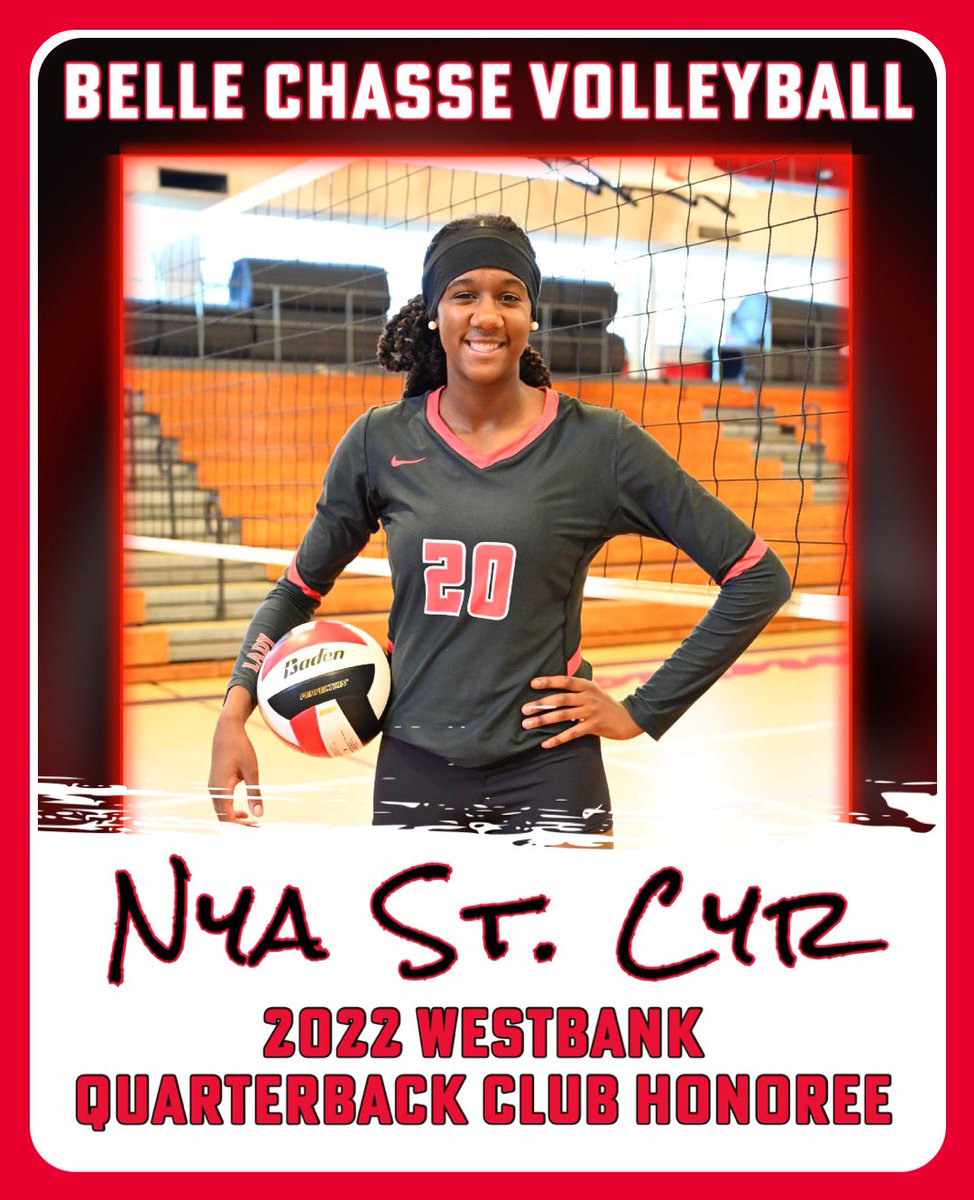 BelleChasseVB's tweet photo. Congratulations to seniors Nya St. Cyr, Jerne Colin, and Cacie Petrovich for being honored tonight by the Westbank Quarterback Club! 

Such a great honor! ❤️ https://t.co/8zJCyB0Eex