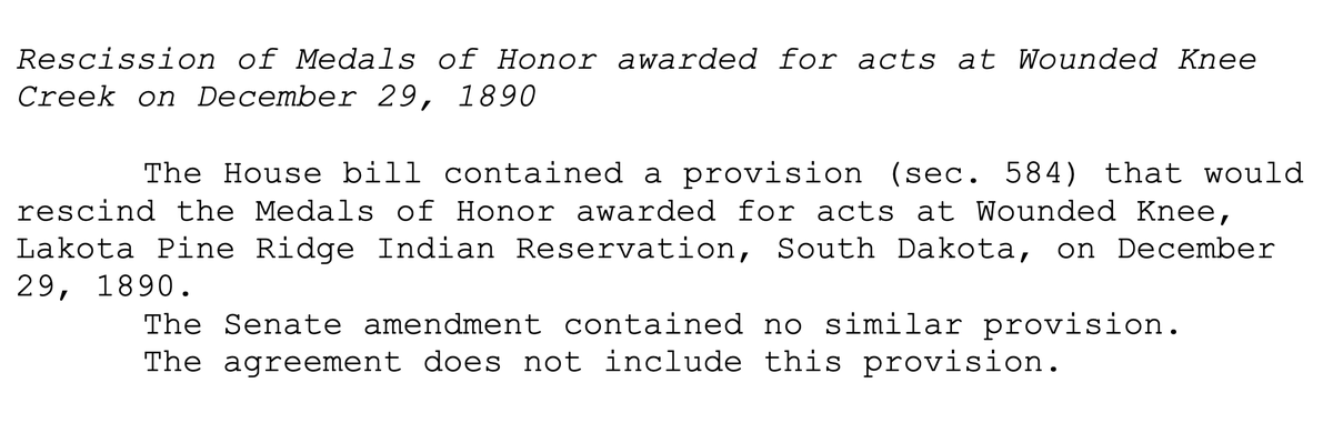 indianz's tweet photo. A provision to rescind the Medals of Honor awarded to those who participated in the Massacre at Wounded Knee has NOT been included in the #NDAA.
Effort known as #RemoveTheStain had been championed by Deb Haaland, now serving as Secretary of the Interior.
https://t.co/zAccm53MWD https://t.co/WT0jsnfQfY
