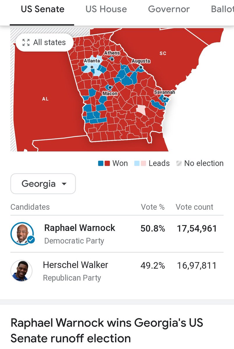 Meanwhile, @ReverendWarnock wins the #GeorgiaSenateRunoff. 
The Dems will control the Senate.