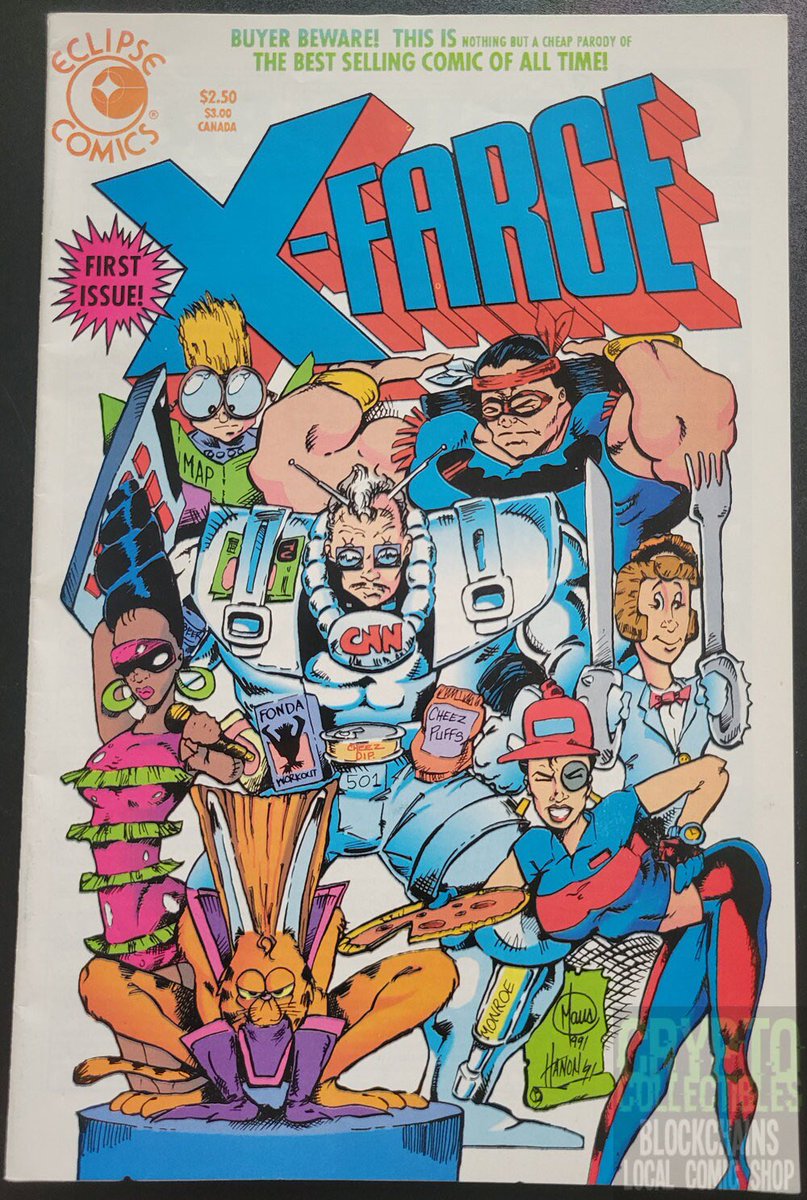 billmausart's tweet photo. My first paid gig in comics for Eclipse Comics 30 years ago! and that same cover today! What a journey- find out more about this issue at https://t.co/EglpE1wwTi 👍🏼😎 #billmausart #parodypress #xfarcereloaded https://t.co/qPahHvnor5