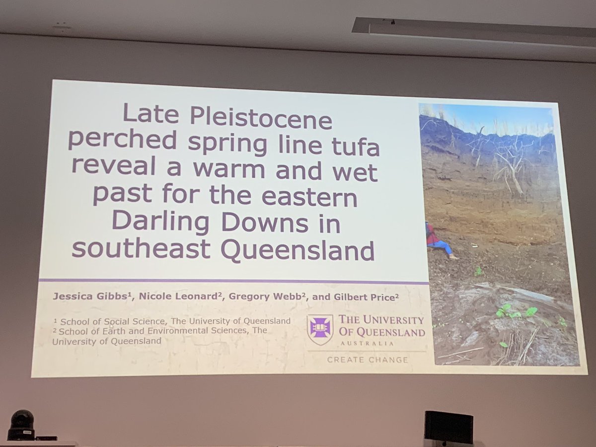 Great talk by Jessica Gibbs @UQ_sees supervised by @TheFatWombat and Gregg Webb - looking at Tufa deposits from SE Qld. Forming in the Holocene. What can it tell us about the past climate and conditions. @AusQuaternary #AQUA22 #AAA22 joint session.