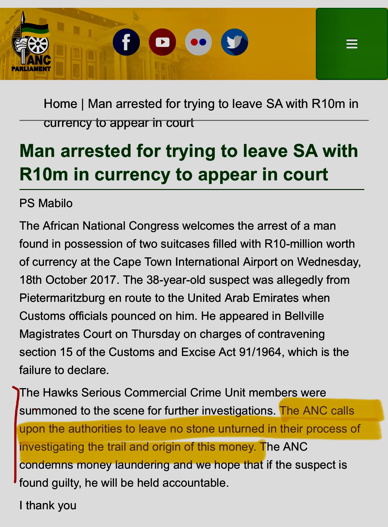 Carl Niehaus on Twitter "Where is the MyANC statement now to urge the