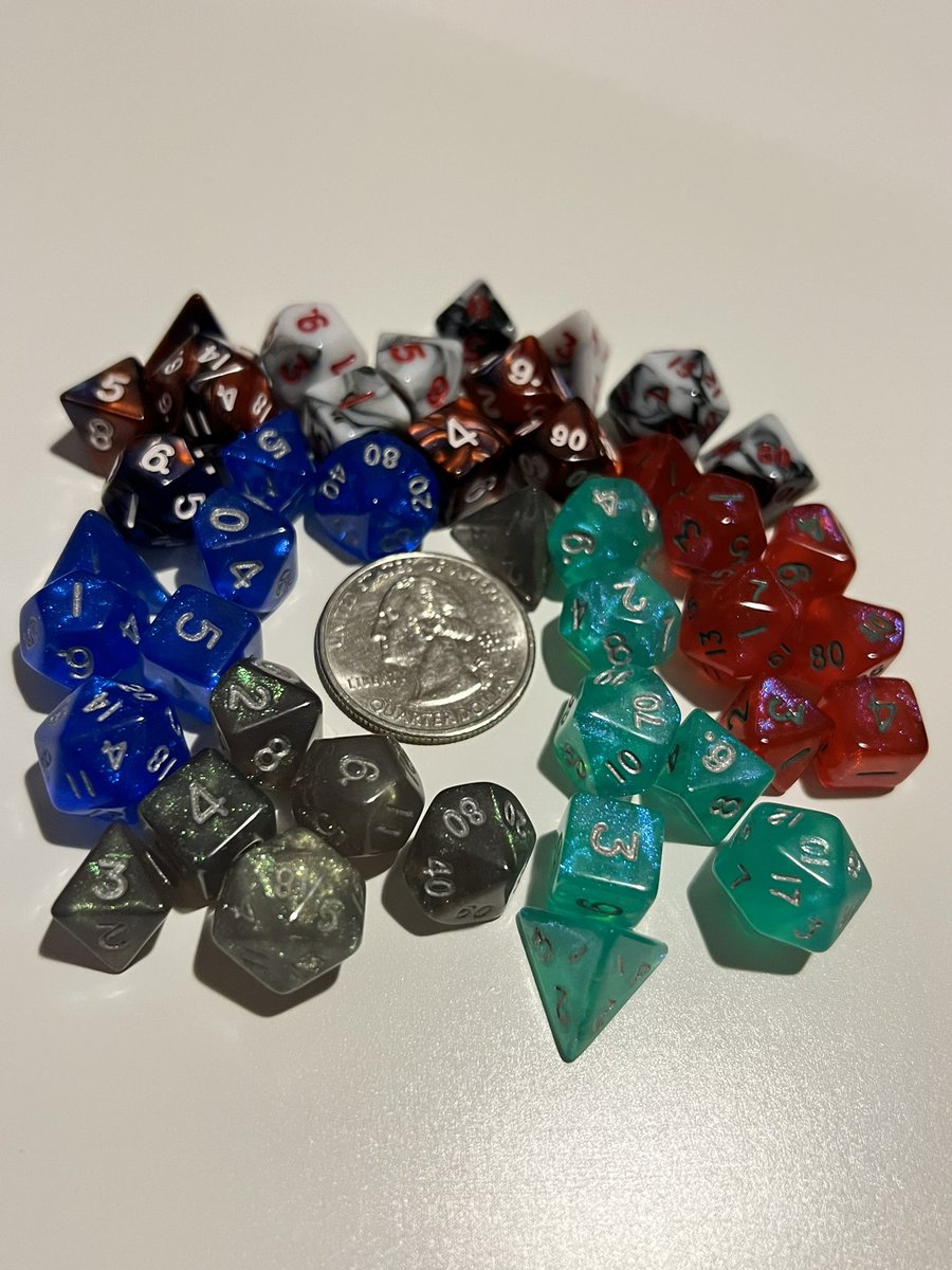 JDogTheJester's tweet photo. And for this month of December, the @TabletopLoot crew continued to impress. A whole smorgasbord of tiny math rocks to enjoy. Have loved being in the #LootTroupe for so long. Thank you for all these amazing dice @thatparksgal and @thatparksguy! https://t.co/LP2xN9yyOD