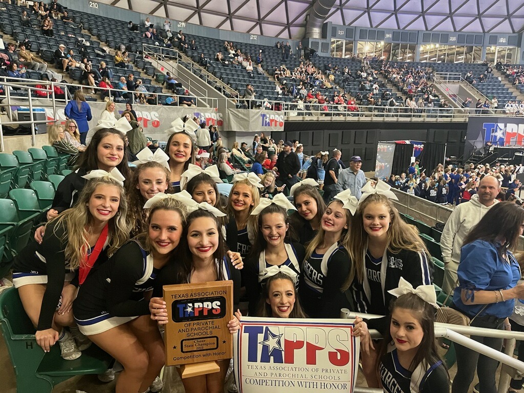 Congrats to Charger Cheer! TAPPS STATE CHAMPIONS! 2 in a row! SHELTON PRIDE! 🐴📣 #sheltondallas #gochargers #bcf #statechampions #sheltonpride #TAPPS