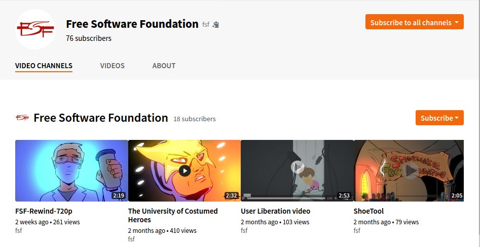 fsf's tweet photo. Did you know that the FSF has a PeerTube account? #PeerTube is a decentralized, federated video platform powered by ActivityPub and WebTorrent, and you'll find us on the Framatube instance: https://t.co/hZnD3TvRlR https://t.co/mWjv2UPoka