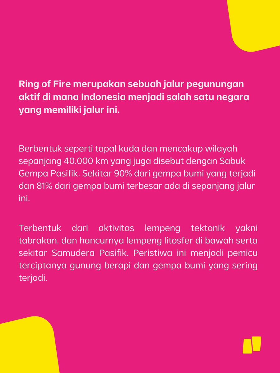 narasitv's tweet photo. Penasaran gak, apa yang bikin Indonesia jadi “Pelanggan Tetap” erupsi gunung berapi?
Cek info lengkapnya di https://t.co/AsR1dXNMdu I Narasi
#JadiPaham #Narasi #GunungApi #RingOfFire #CincinApi https://t.co/5VbG61EY00