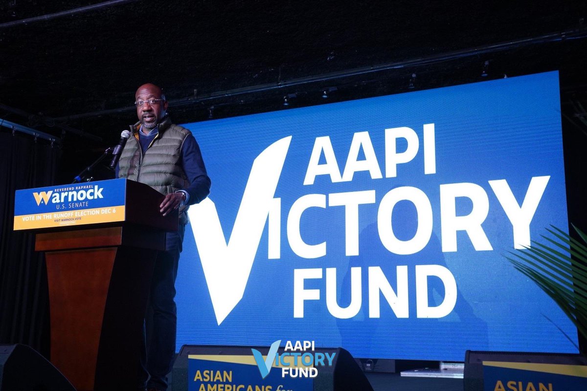 Congratulations to Senator <a href="/ReverendWarnock/">Reverend Raphael Warnock</a> on his well deserved victory in the Georgia Runoff Election. We at the AAPI Victory Fund will always have his back, just like he’s had our community’s back.

#WarnockWon #AAPIsForWarnock